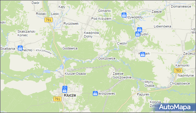 mapa Golczowice gmina Klucze, Golczowice gmina Klucze na mapie Targeo