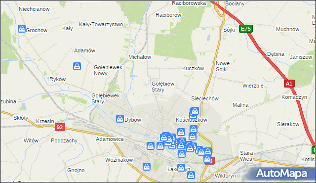 mapa Gołębiew Nowy, Gołębiew Nowy na mapie Targeo