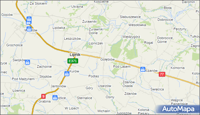mapa Gołębiów gmina Lipnik, Gołębiów gmina Lipnik na mapie Targeo