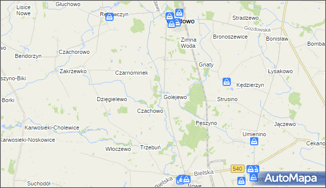 mapa Golejewo gmina Gozdowo, Golejewo gmina Gozdowo na mapie Targeo