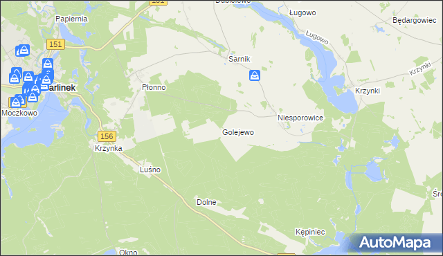 mapa Golejewo gmina Pełczyce, Golejewo gmina Pełczyce na mapie Targeo