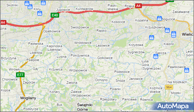 mapa Golkowice, Golkowice na mapie Targeo