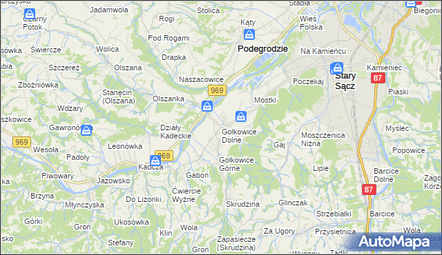 mapa Gołkowice Dolne, Gołkowice Dolne na mapie Targeo