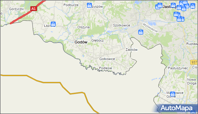 mapa Gołkowice gmina Godów, Gołkowice gmina Godów na mapie Targeo