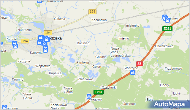 mapa Gołunin, Gołunin na mapie Targeo