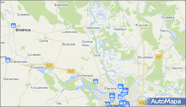 mapa Góra gmina Śrem, Góra gmina Śrem na mapie Targeo