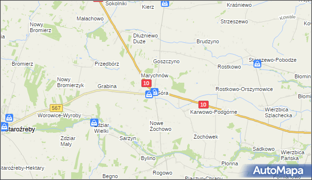 mapa Góra gmina Staroźreby, Góra gmina Staroźreby na mapie Targeo