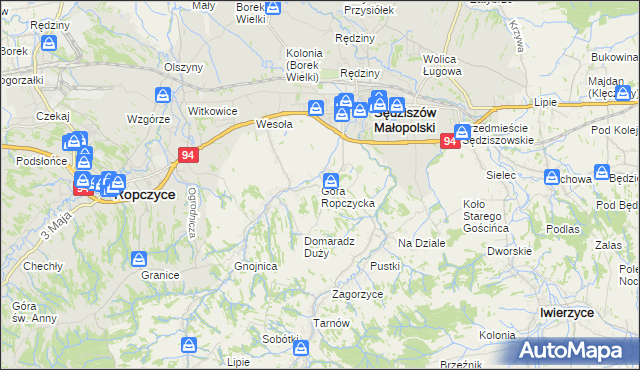 mapa Góra Ropczycka, Góra Ropczycka na mapie Targeo