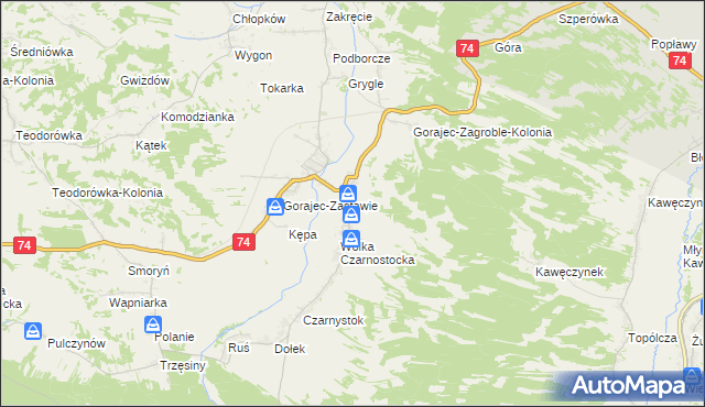 mapa Gorajec-Zagroble, Gorajec-Zagroble na mapie Targeo