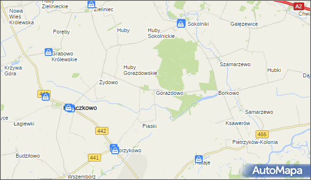 mapa Gorazdowo gmina Kołaczkowo, Gorazdowo gmina Kołaczkowo na mapie Targeo