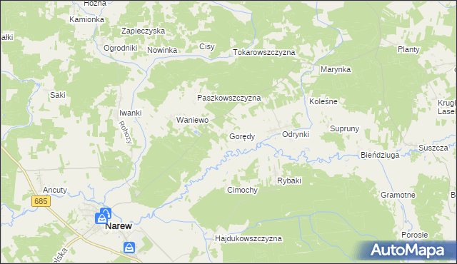 mapa Gorędy, Gorędy na mapie Targeo