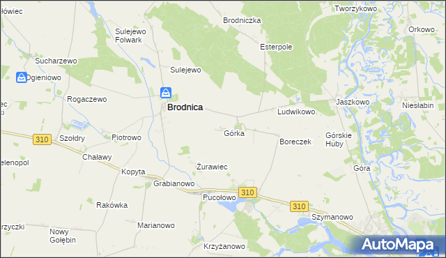 mapa Górka gmina Brodnica, Górka gmina Brodnica na mapie Targeo