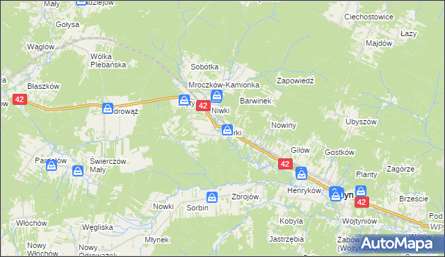 mapa Górki gmina Bliżyn, Górki gmina Bliżyn na mapie Targeo