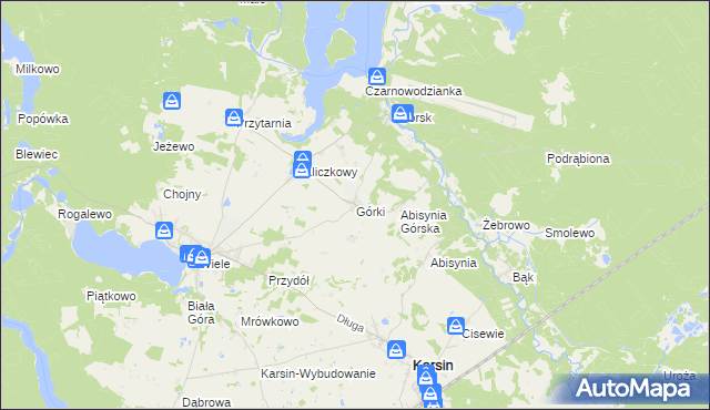 mapa Górki gmina Karsin, Górki gmina Karsin na mapie Targeo