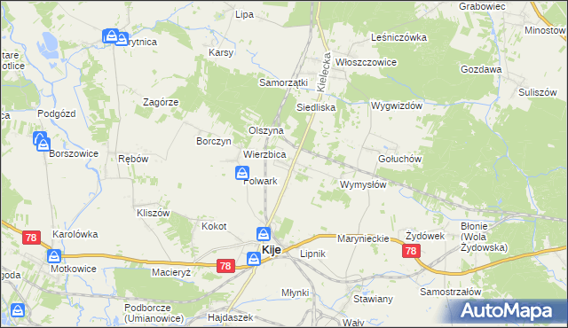 mapa Górki gmina Kije, Górki gmina Kije na mapie Targeo