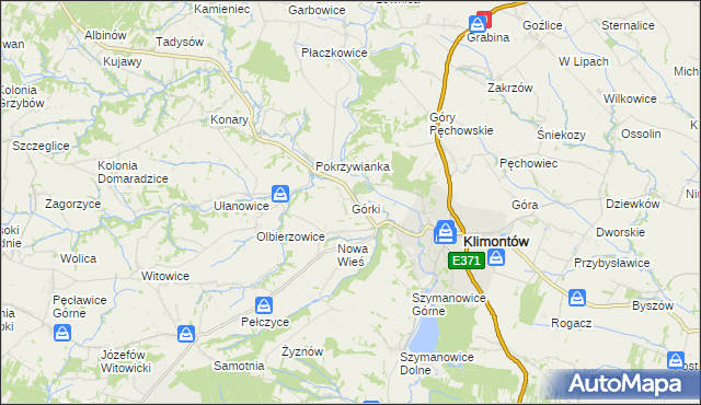 mapa Górki gmina Klimontów, Górki gmina Klimontów na mapie Targeo