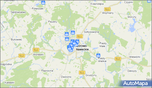 mapa Górowo Iławeckie, Górowo Iławeckie na mapie Targeo