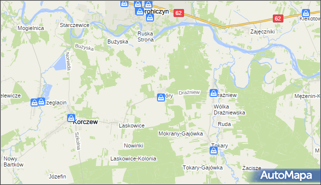 mapa Góry gmina Korczew, Góry gmina Korczew na mapie Targeo