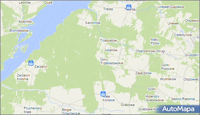 mapa Góry Trzebiatowskie, Góry Trzebiatowskie na mapie Targeo