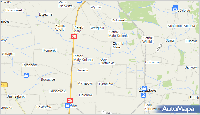 mapa Góry Złotnickie, Góry Złotnickie na mapie Targeo