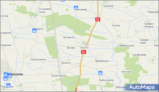 mapa Górzno gmina Ostrów Wielkopolski, Górzno gmina Ostrów Wielkopolski na mapie Targeo