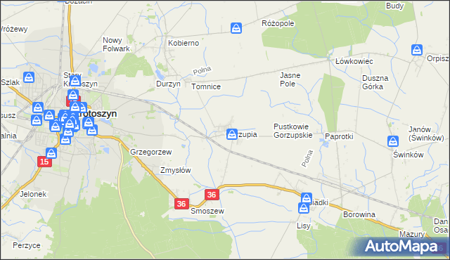 mapa Gorzupia gmina Krotoszyn, Gorzupia gmina Krotoszyn na mapie Targeo