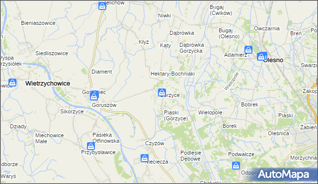 mapa Gorzyce gmina Żabno, Gorzyce gmina Żabno na mapie Targeo