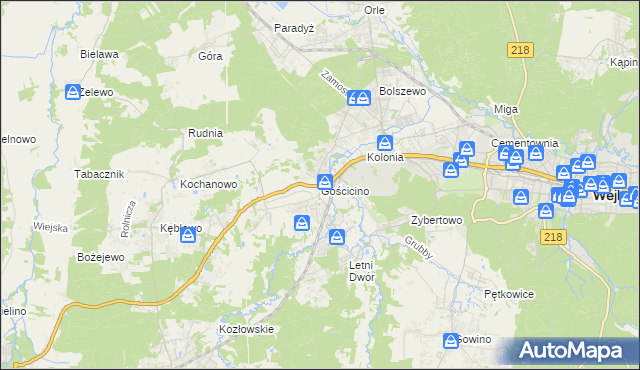 mapa Gościcino, Gościcino na mapie Targeo