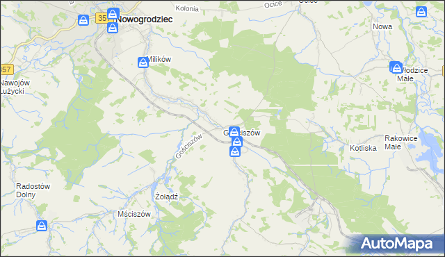 mapa Gościszów, Gościszów na mapie Targeo