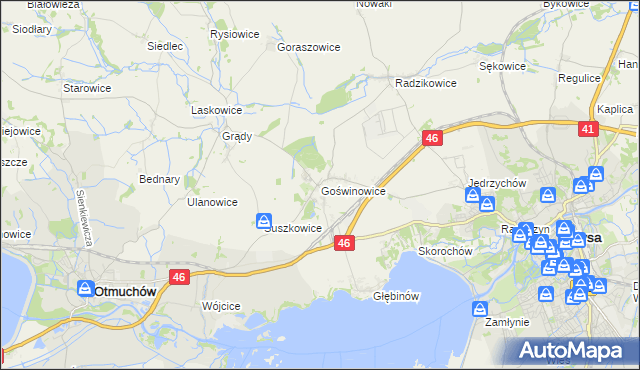 mapa Goświnowice, Goświnowice na mapie Targeo