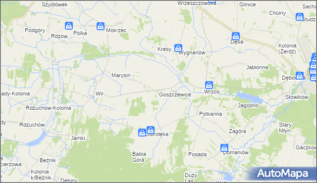 mapa Goszczewice, Goszczewice na mapie Targeo