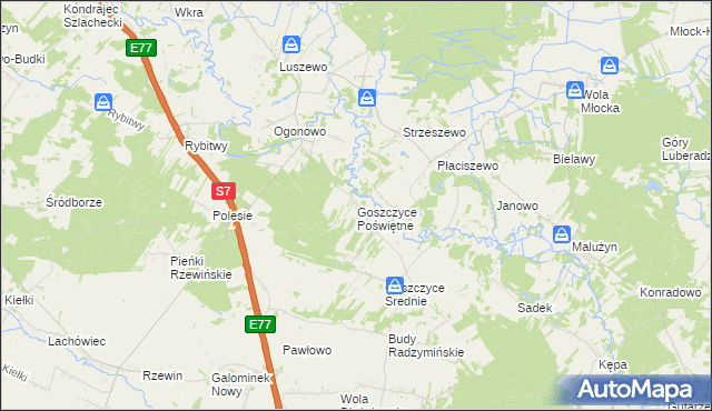 mapa Goszczyce Poświętne, Goszczyce Poświętne na mapie Targeo