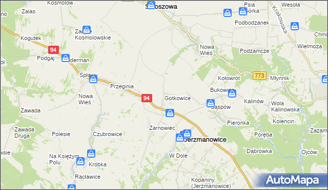 mapa Gotkowice, Gotkowice na mapie Targeo