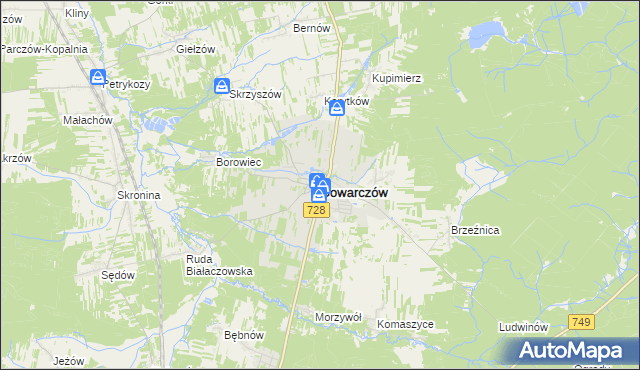 mapa Gowarczów, Gowarczów na mapie Targeo