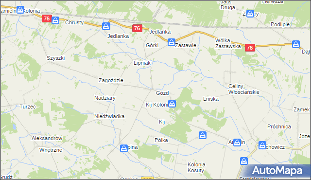 mapa Gózd gmina Stanin, Gózd gmina Stanin na mapie Targeo