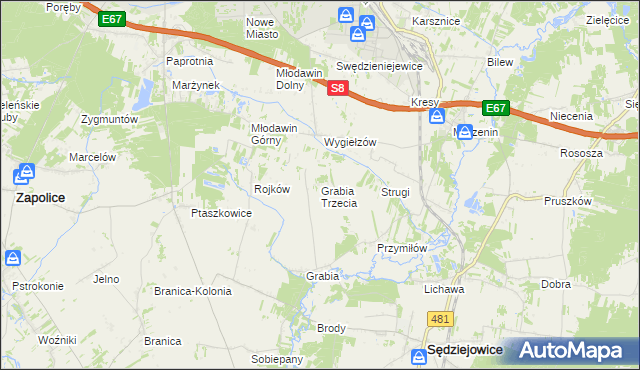 mapa Grabia Trzecia, Grabia Trzecia na mapie Targeo