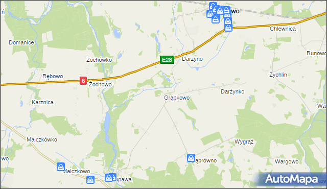 mapa Grąbkowo gmina Potęgowo, Grąbkowo gmina Potęgowo na mapie Targeo