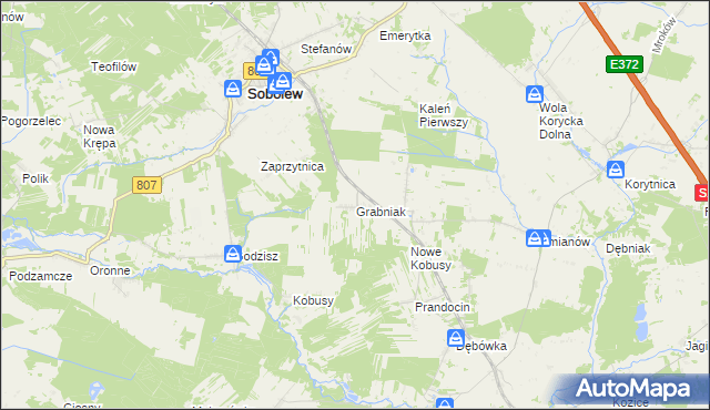 mapa Grabniak gmina Sobolew, Grabniak gmina Sobolew na mapie Targeo