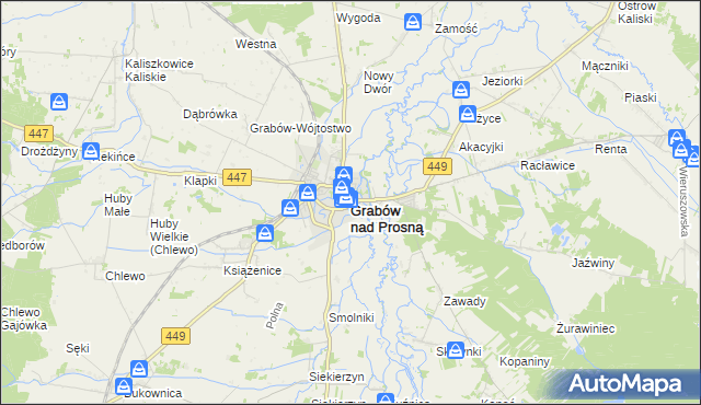 mapa Grabów nad Prosną, Grabów nad Prosną na mapie Targeo