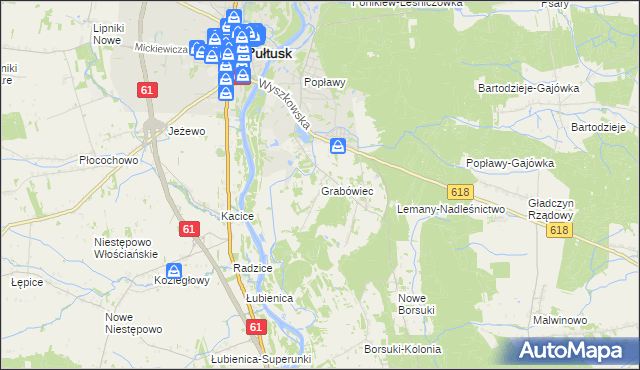 mapa Grabówiec gmina Pułtusk, Grabówiec gmina Pułtusk na mapie Targeo
