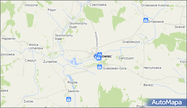 mapa Grabowiec powiat zamojski, Grabowiec powiat zamojski na mapie Targeo