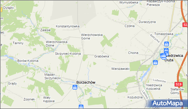 mapa Grabówka gmina Borzechów, Grabówka gmina Borzechów na mapie Targeo