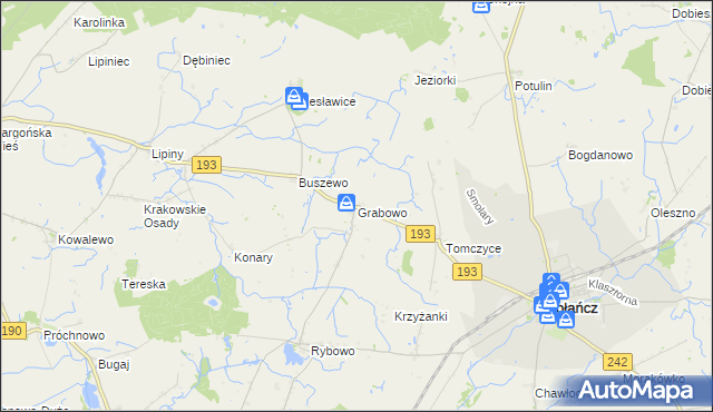 mapa Grabowo gmina Gołańcz, Grabowo gmina Gołańcz na mapie Targeo