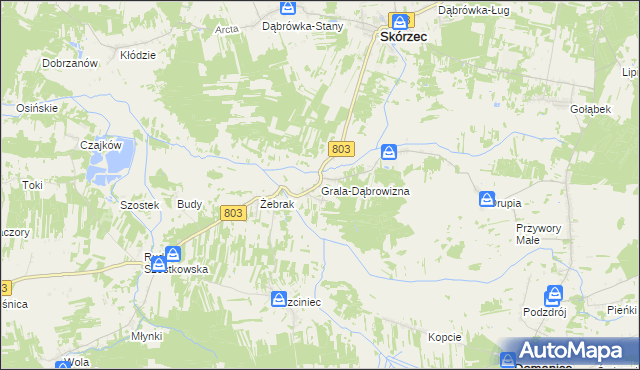 mapa Grala-Dąbrowizna, Grala-Dąbrowizna na mapie Targeo