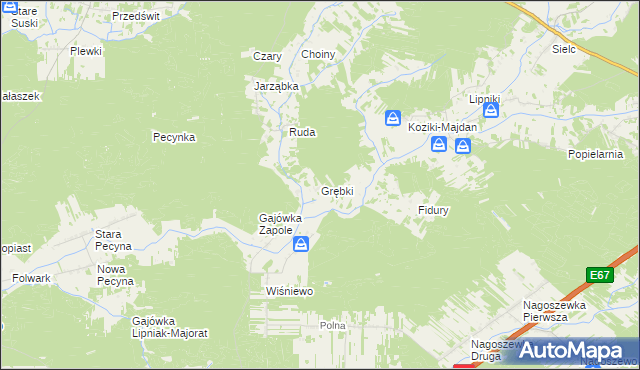 mapa Grębki, Grębki na mapie Targeo