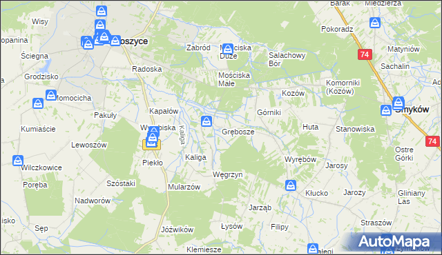 mapa Grębosze, Grębosze na mapie Targeo