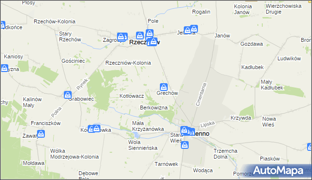 mapa Grechów, Grechów na mapie Targeo