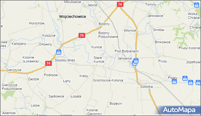 mapa Grochocice, Grochocice na mapie Targeo