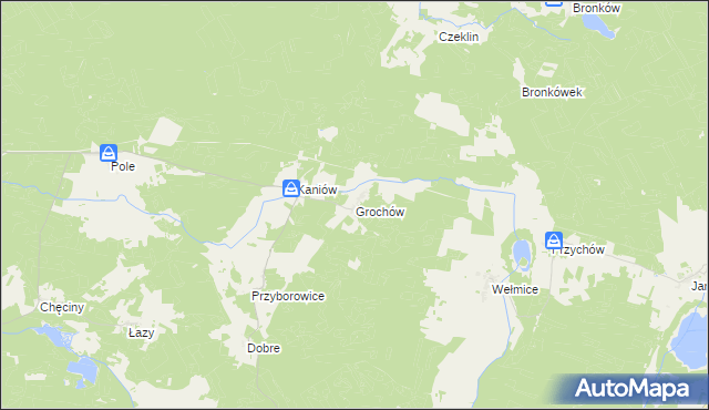 mapa Grochów gmina Gubin, Grochów gmina Gubin na mapie Targeo