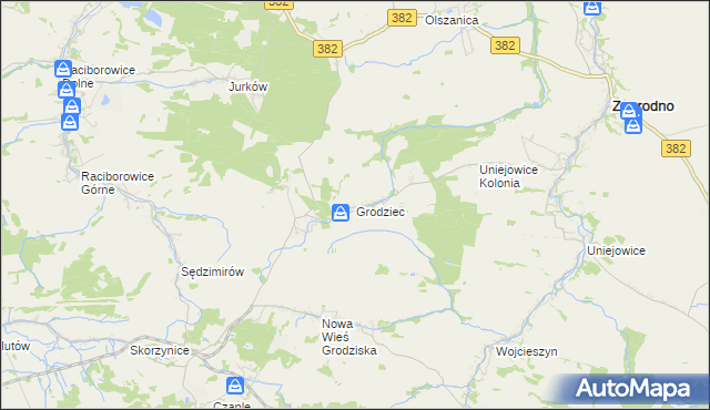 mapa Grodziec gmina Zagrodno, Grodziec gmina Zagrodno na mapie Targeo